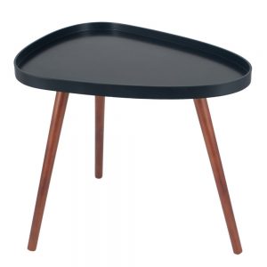 Black MDF & Brown Pine Wood Teardrop Side Table