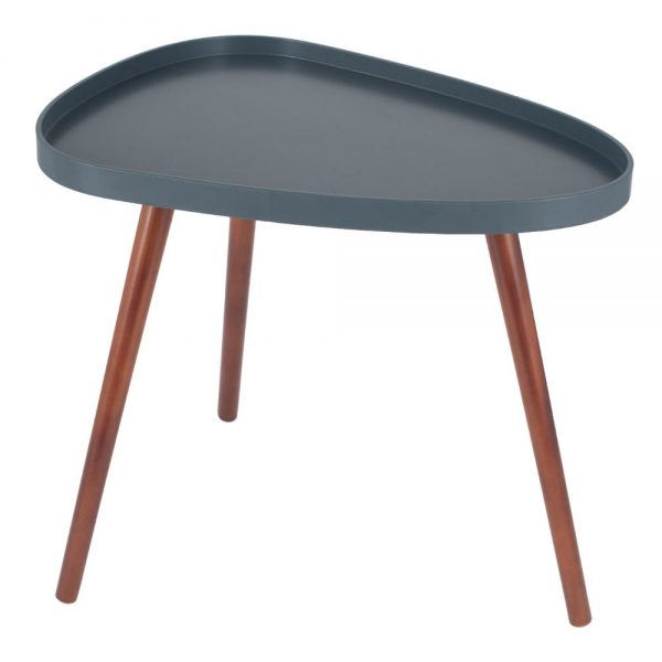 Grey MDF & Brown Pine Wood Teardrop Side Table