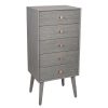 Chaya Dark Grey Pine Wood 5 Drawer Tall Boy