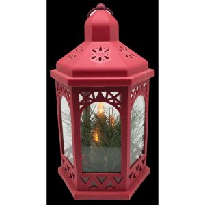 Red Lantern with 3 LED Candles