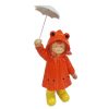 Girl in Orange Raincoat with Umbrella