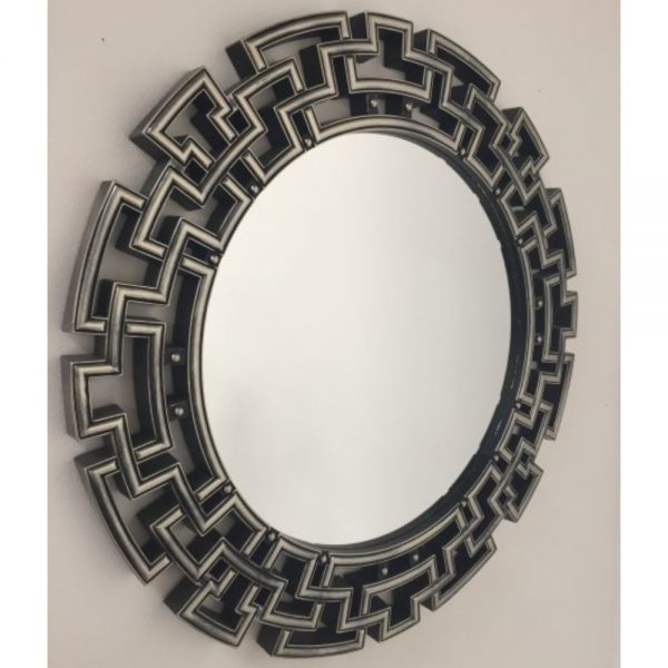 Shakour Gunmetal Round Mirror