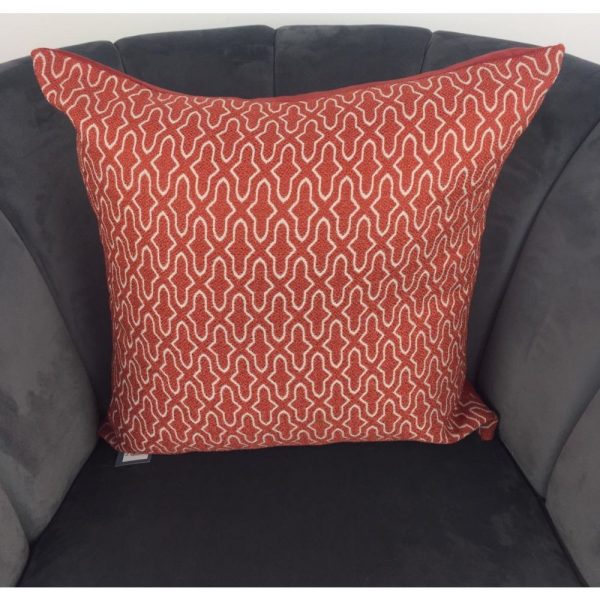 Terracotta with Cream Brocade Cushion Cover