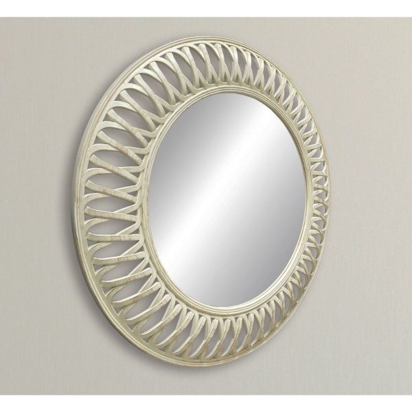 Brushed Antique Gold Round Latticed MIrror