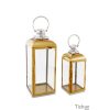 Set of 2 Gold and Silver Lanterns Hammered Top