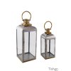 Set of 2 Lanterns Silver and Gold Hammered Top