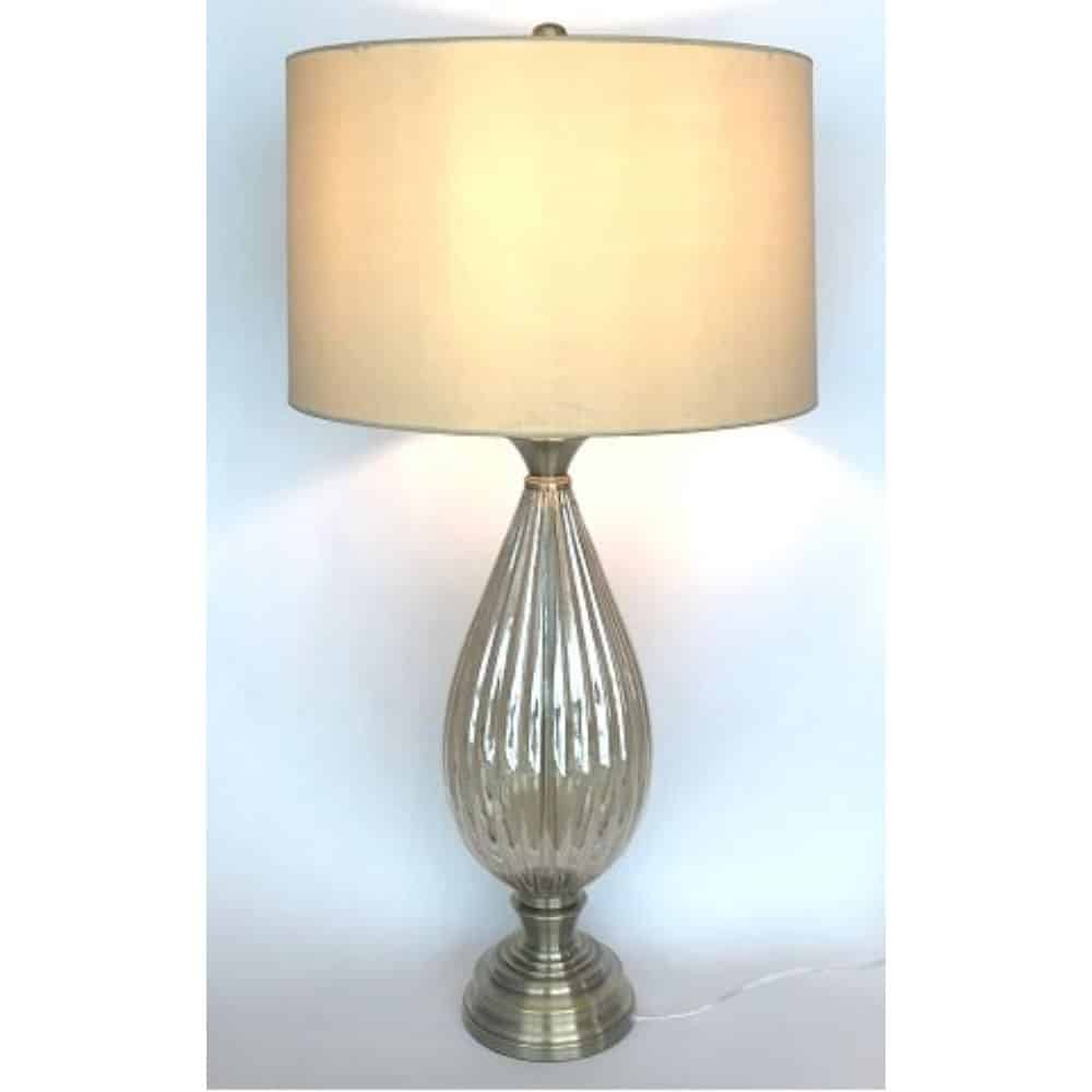 Venice Table Lamp Ribbed Amber Glass H35.5in