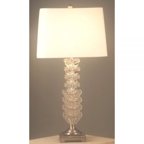 Hydrus Table Lamp Glass Base White Shade H32in