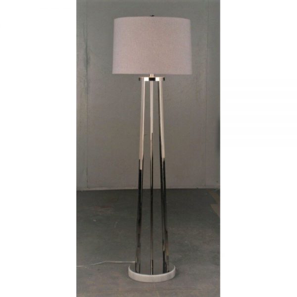 Milos Nickel Floor Lamp with White Shade H59in