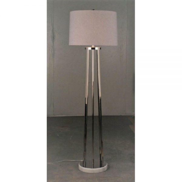 Milos Nickel Floor Lamp with White Shade H59in