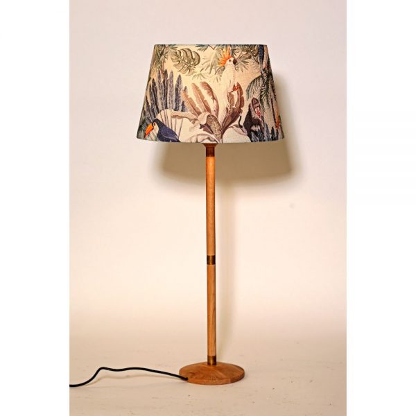 Oak Wood Table Lamp Tropical Design Shade