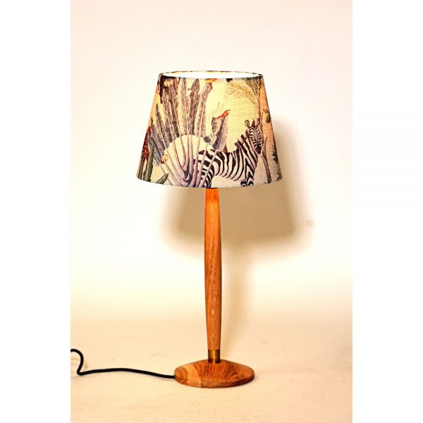 Oak Wood Table Lamp Tropical Bird Shade