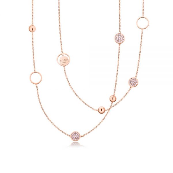 Romi Rose Gold Pave and Bead Necklace