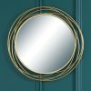 Antique Gold Metal Round Wall Mirror