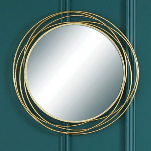Antique Gold Metal Round Wall Mirror