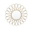 Antique Gold Metal Petal Design Round Wall Mirror