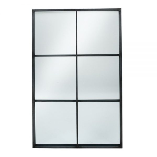 Dark Grey Metal 6 Section Oblong Wall Mirror