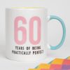 Wish someone special a happy birthday with this 60 YEARS OF BEING PRACTICALLY PERFECT porcelain mug. From Oh Happy Day!