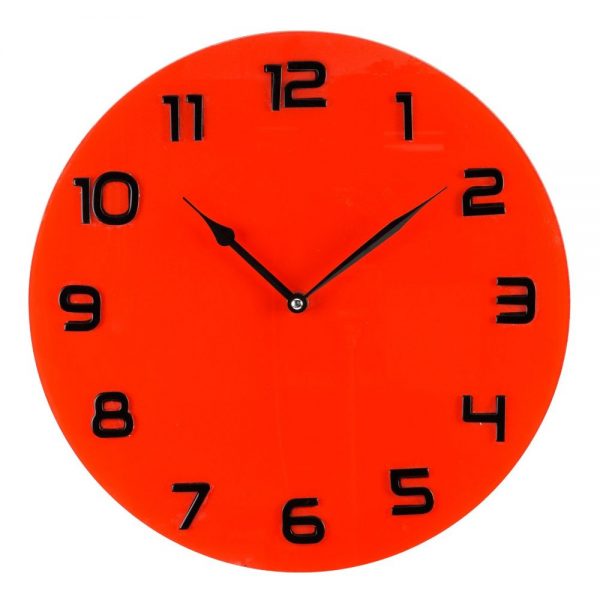Hometime Glass Wall Clock Red