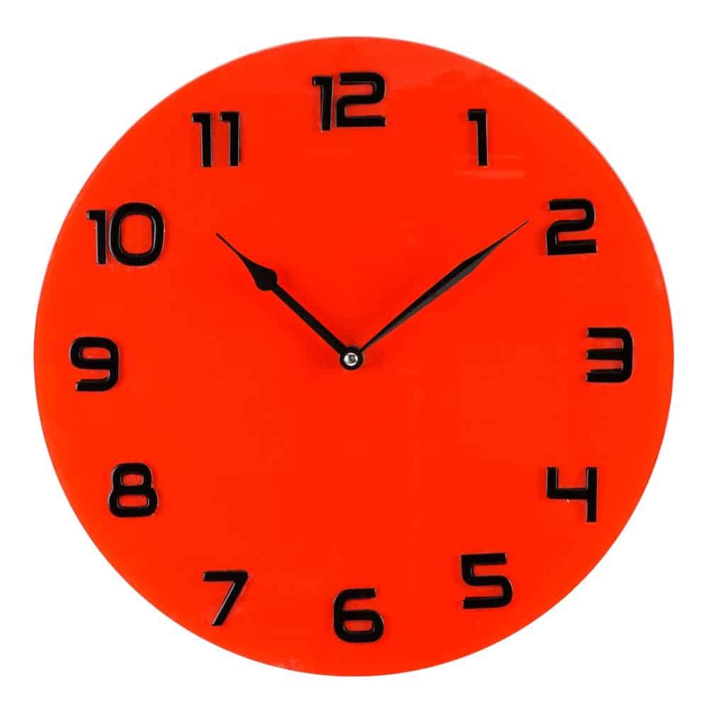 Hometime Glass Wall Clock Red