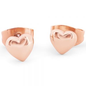 Heart 8mm Stud Earrings Rose Gold