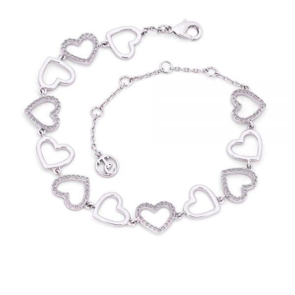 Heart Bracelet Open Hearts Silver
