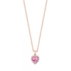 Heart Pendant Pink Cz Rose Gold