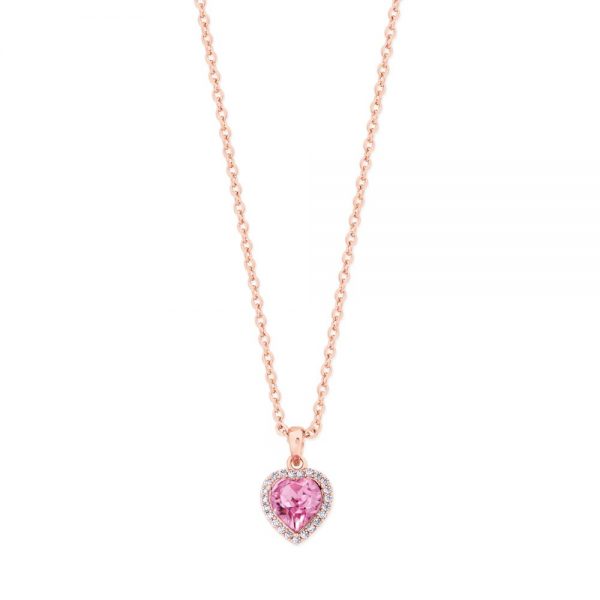 Heart Pendant Pink Cz Rose Gold