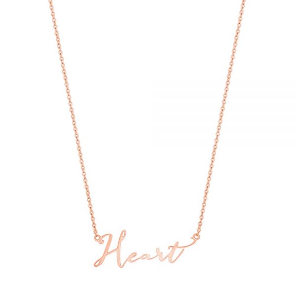 Heart Script Pendant Rose Gold