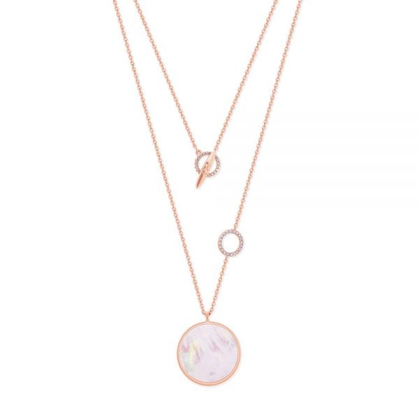 Full Moon Pendant With Cz Rings Rose Gold