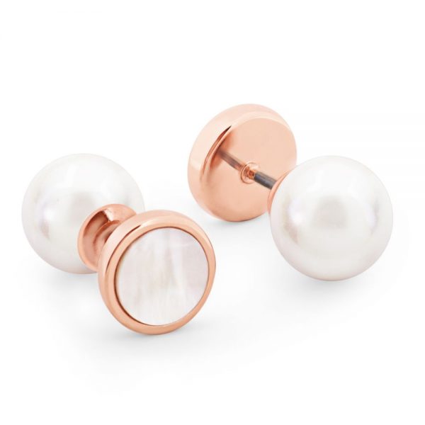 Pearl Moon Earrings Rose Gold