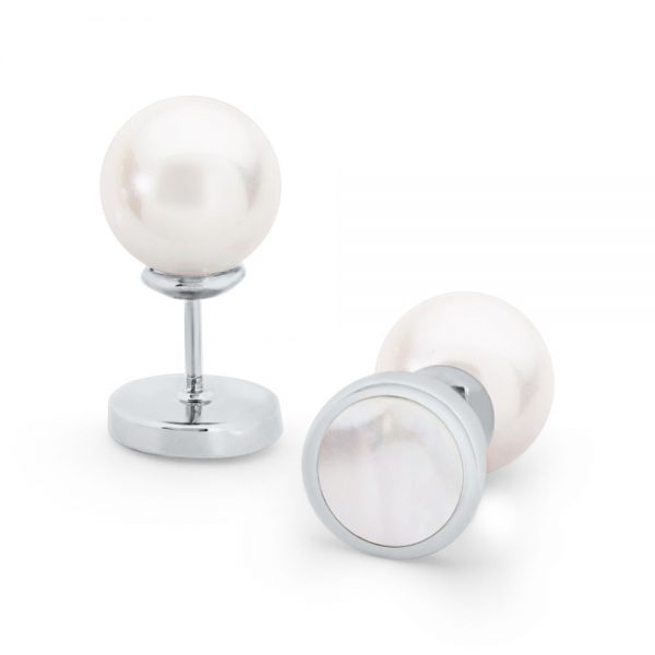 Pearl Moon Earrings Silver