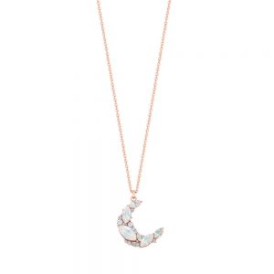 Half Moon Pendant Opal Rose Gold