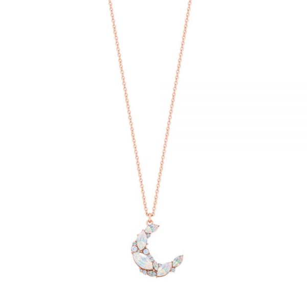 Half Moon Pendant Opal Rose Gold