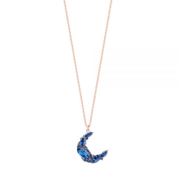 Half Moon Pendant Sapphire Rose Gold