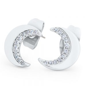 Half Moon Stud Earrings Silver