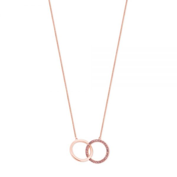 Infinity Rings Pendant Pink Cz Rose Gold