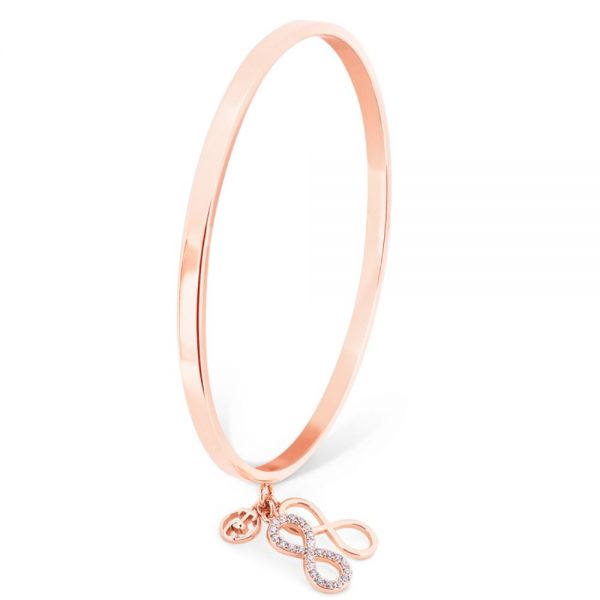 Infinity Bangle With Charms Rose Gold