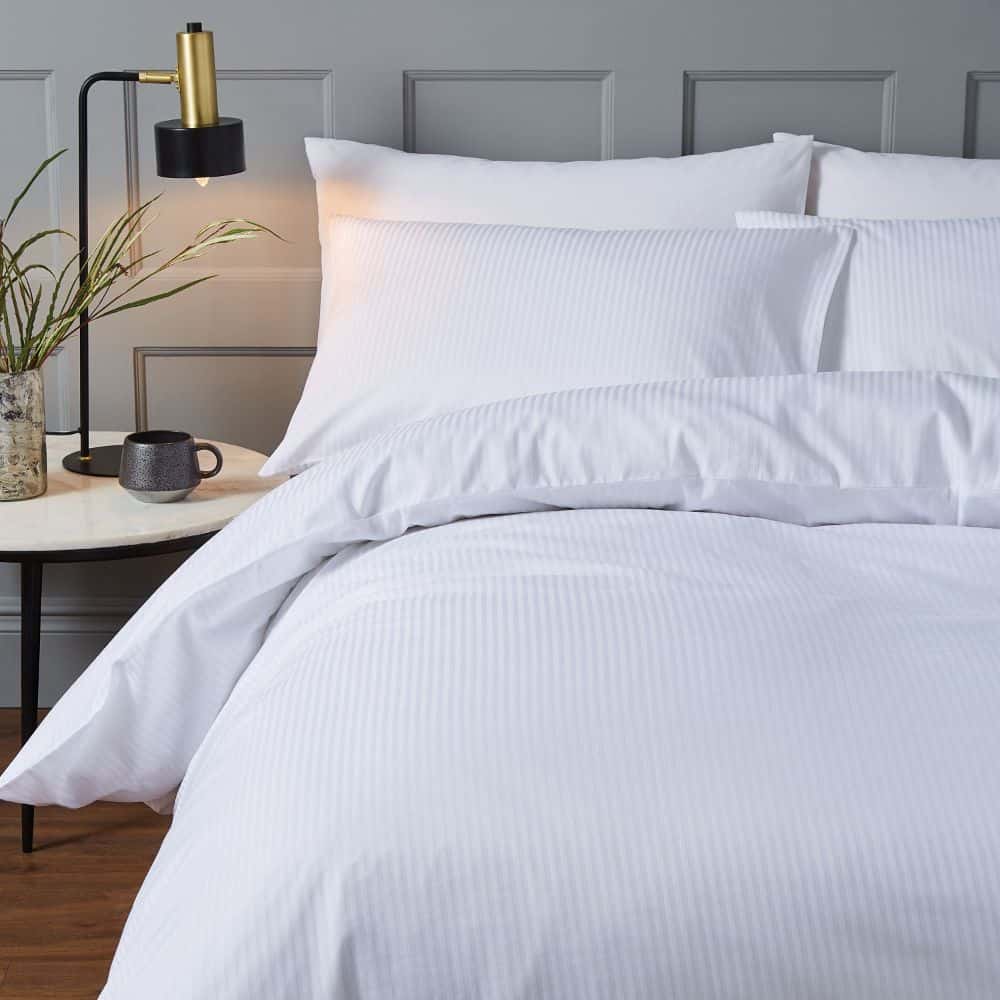 Bianca Cotton Stripe White Duvet Set