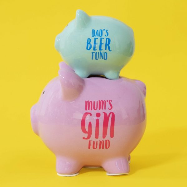 Double Pig Money Bank Dads Beer Mums Gin