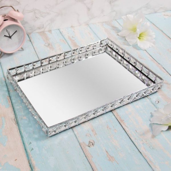 Silver Crystal Tray 35x23cm