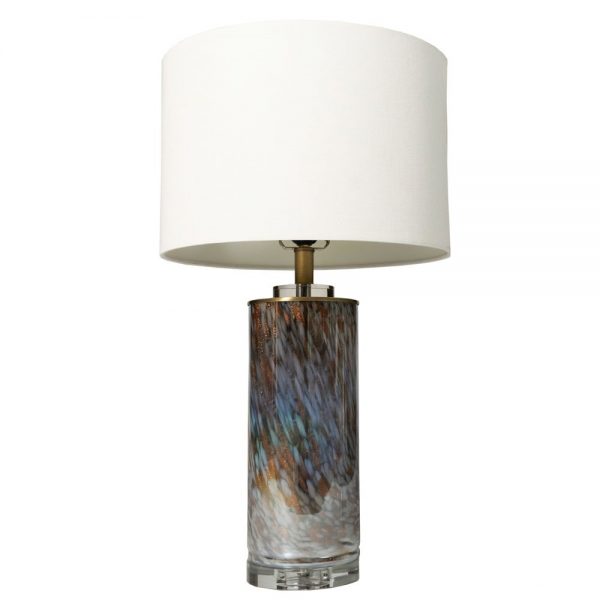 Luna Glass Table Lamp White Linen Shade