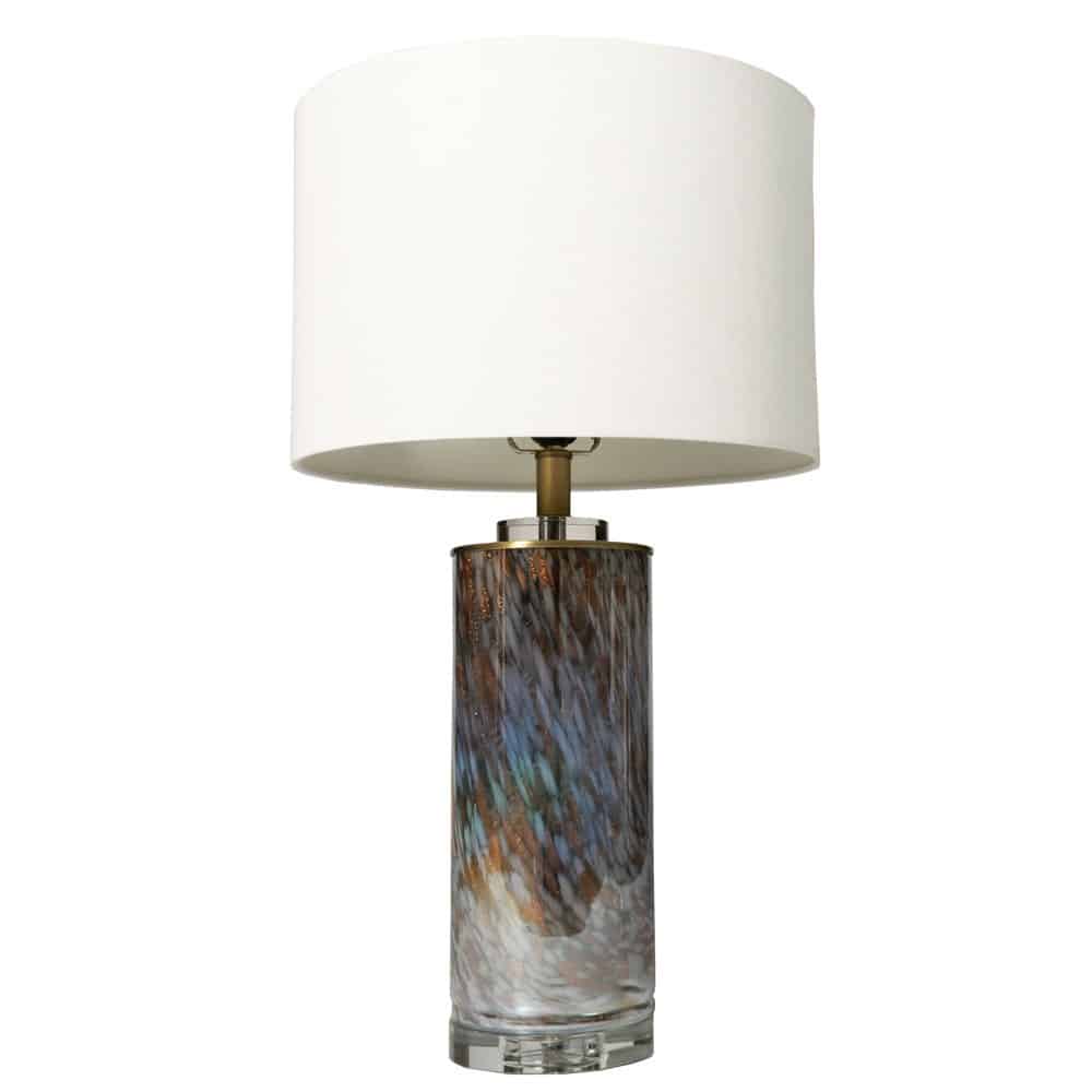 Luna Glass Table Lamp White Linen Shade