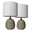 Set Of 2 Lamps - White Linen Shade