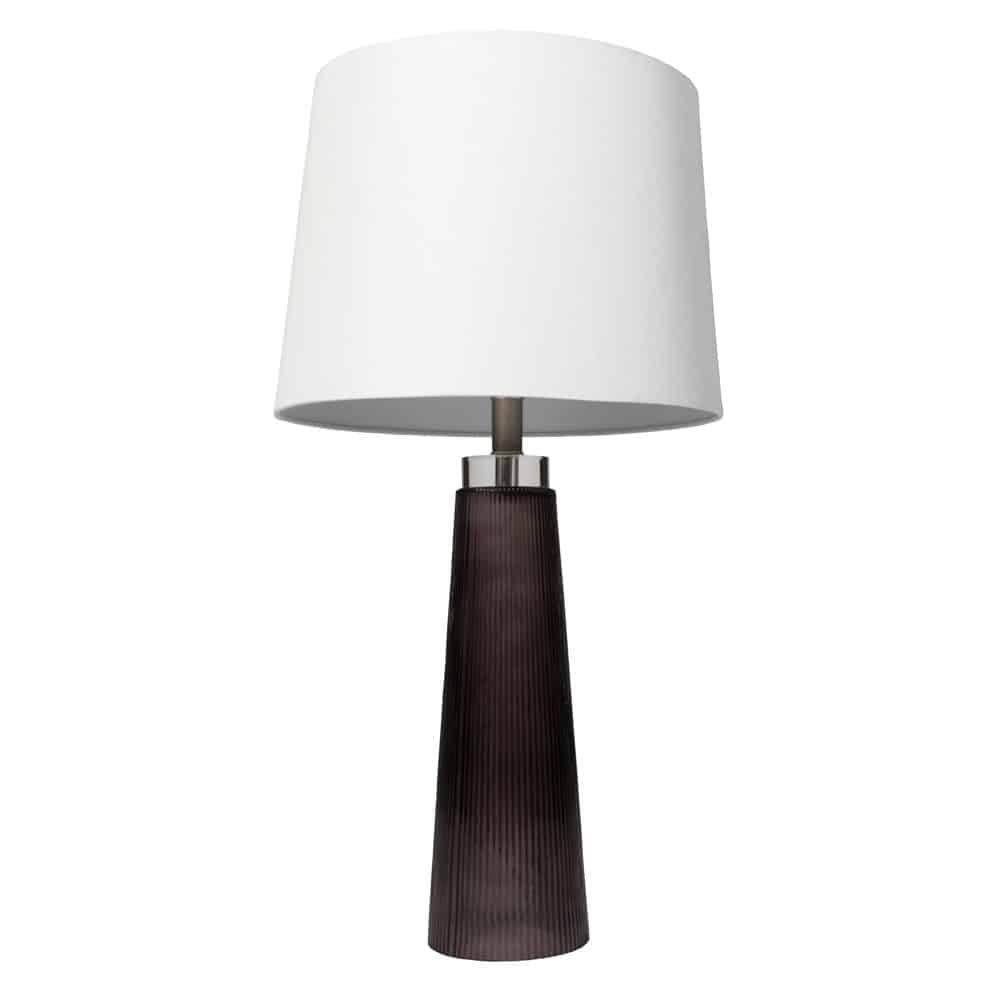 Diablo Glass Table Lamp White Linen Shade