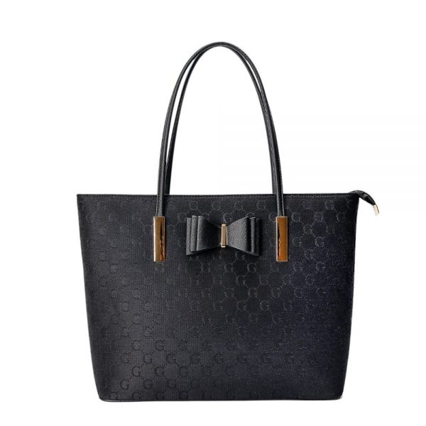 Gessy Black Tote Handbag With Bow Detail