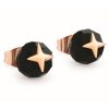 Moon Black Stud Earrings Rose Gold