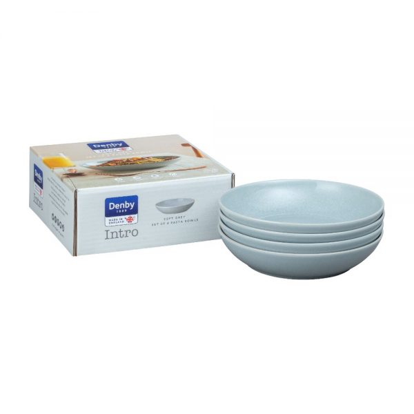 Denby Intro Soft Grey Set of 4 Pasta Bowls Allens