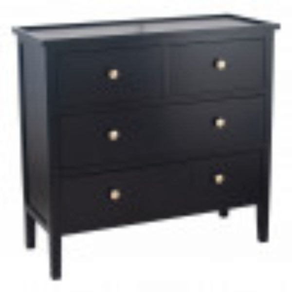 Chelmsford Satin Black Pine Wood 4 Drawer Unit