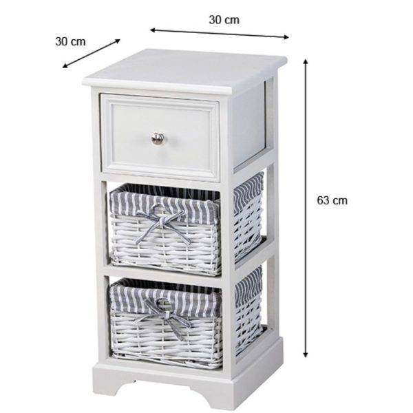 Chester 1 Drawer 2 Basket Storage Unit Grey